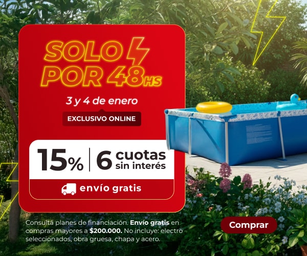 Solo por 48hs - 3 y 4 de Enero - 15% - 6 cuotas sin interés - Envío gratis - Exclusivo online.